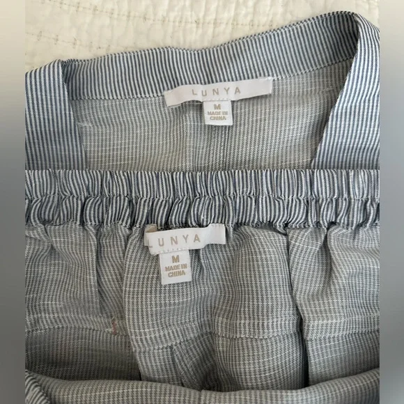 NWOT 🤍💙 Lunya Resort Striped Linen Blend Pajama Set MEDIUM - Picture 4 of 5